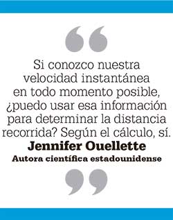 Si conozco nuestra velocidad instantánea en todo momento posible, ¿puedo usar esa información para determinar la distancia recorrida? Según el cálculo, sí. Jennifer Ouellette Autora científica estadounidense