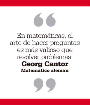 En matemáticas, el arte de hacer preguntas es más valioso que resolver problemas. Georg Cantor. Matemático alemán